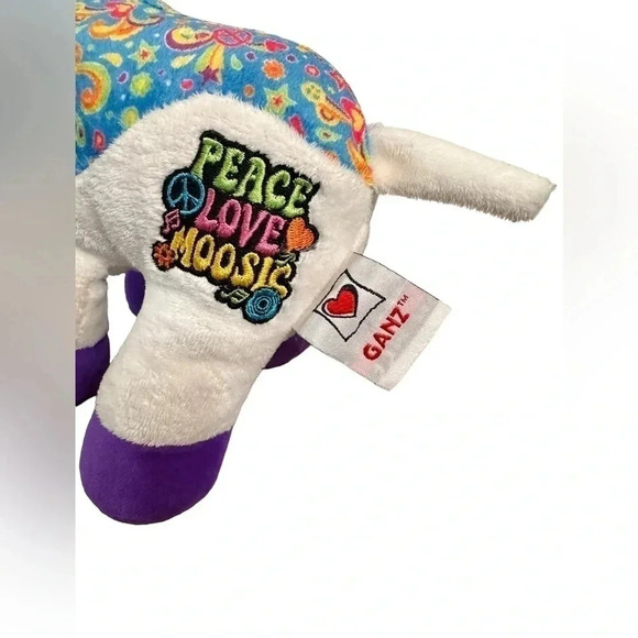 Ganz Webkinz Rockerz Cow Peace Love Moosic Multicolor Plush Cow **No Code** - Picture 3 of 9